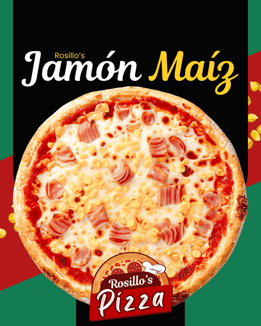 Pizza jamón maíz