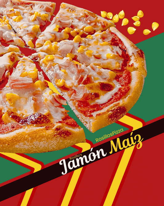 Pizza jamón maíz