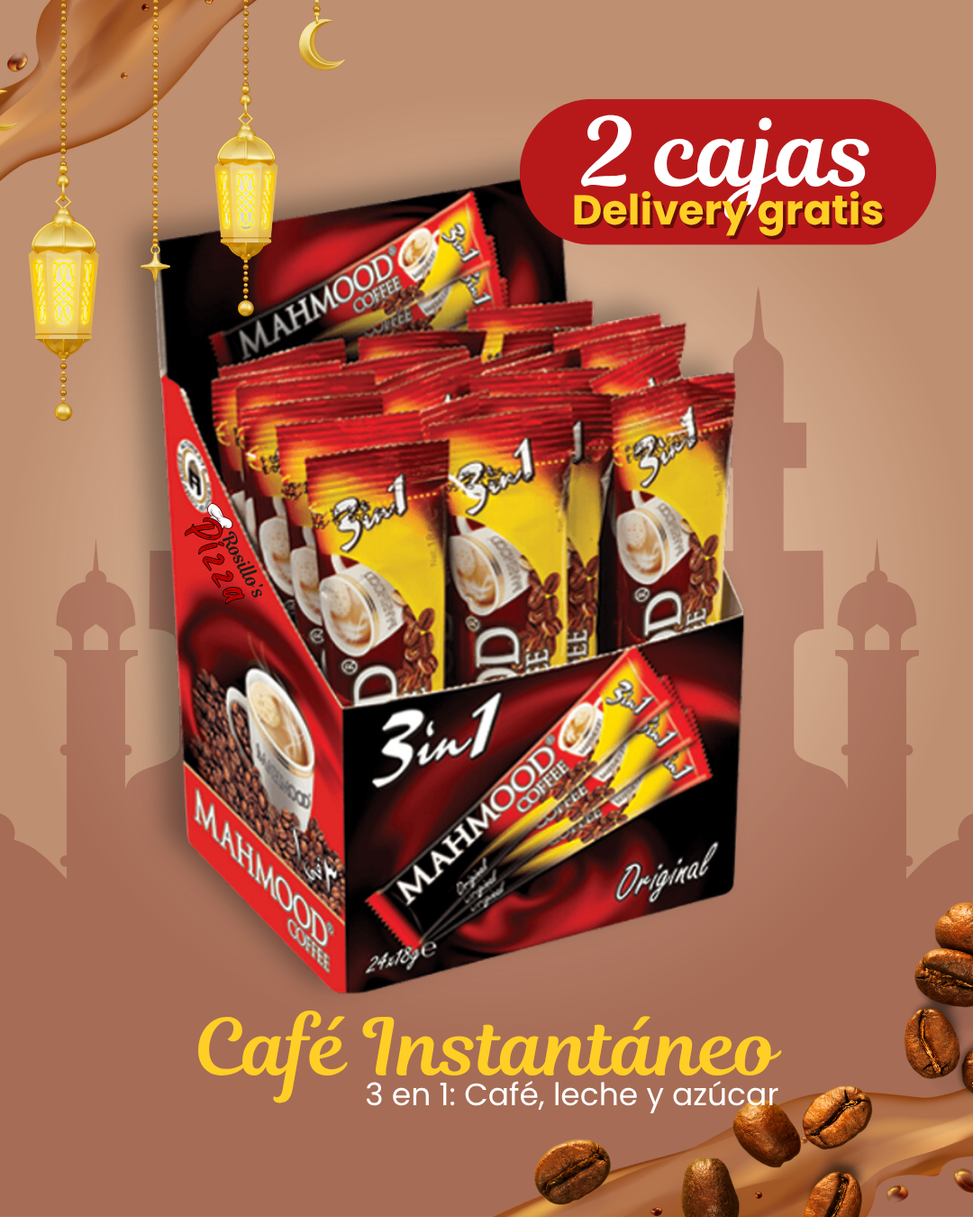 Café 3 en 1 leche y azúcar mahmood